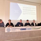 De g. à d. Olivier Rolland, Marie-Claude Guichard, Marc Schlemer, Loïc Hocquart, Thomas Bazart, Expert-comptable, Martin Feuchter, Commissaire aux Comptes. Photo Pierre Divoux