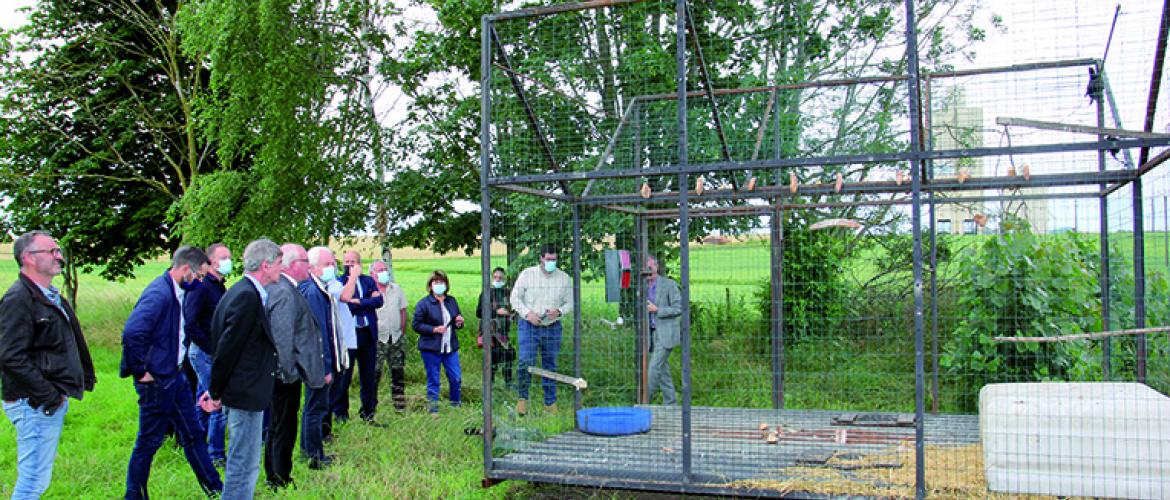 Les piégeurs ont profité de cette sortie pour expliquer le fonctionnement des cages à corbeaux, mais également les contraintes de suivi. Photo : Y.Derhille