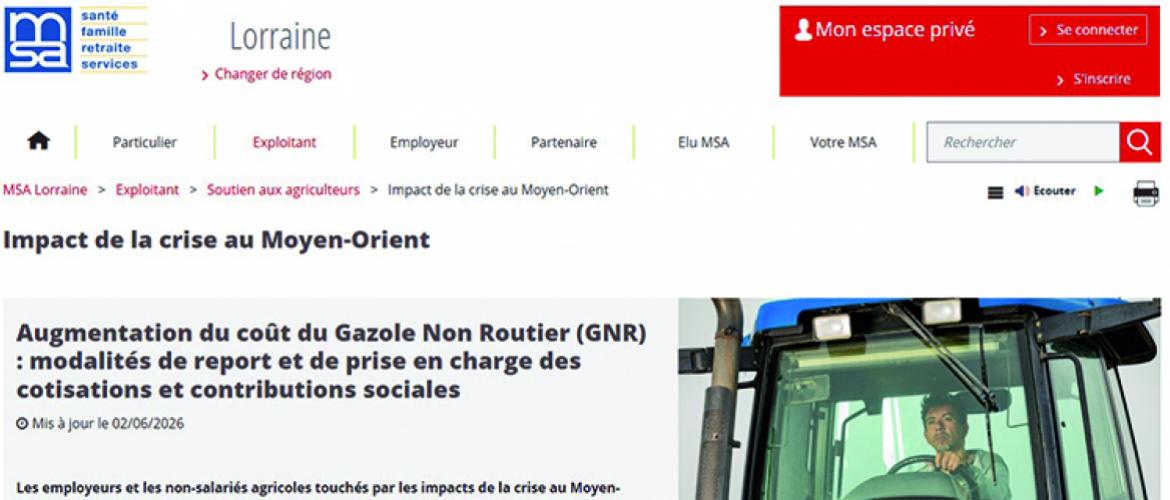 La demande est à faire en ligne via le lien sur le site de la Msa (www.lorraine.msa.fr) ou via le formulaire à renvoyer par mail. (capture d'écran)