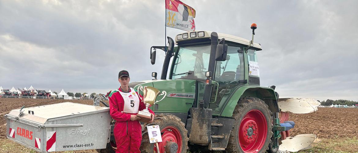 Avec 245,37 points dans la finale nationale de labour à plat, Victor Duchaux devient le troisième Mosellan champion de France. Photo DR